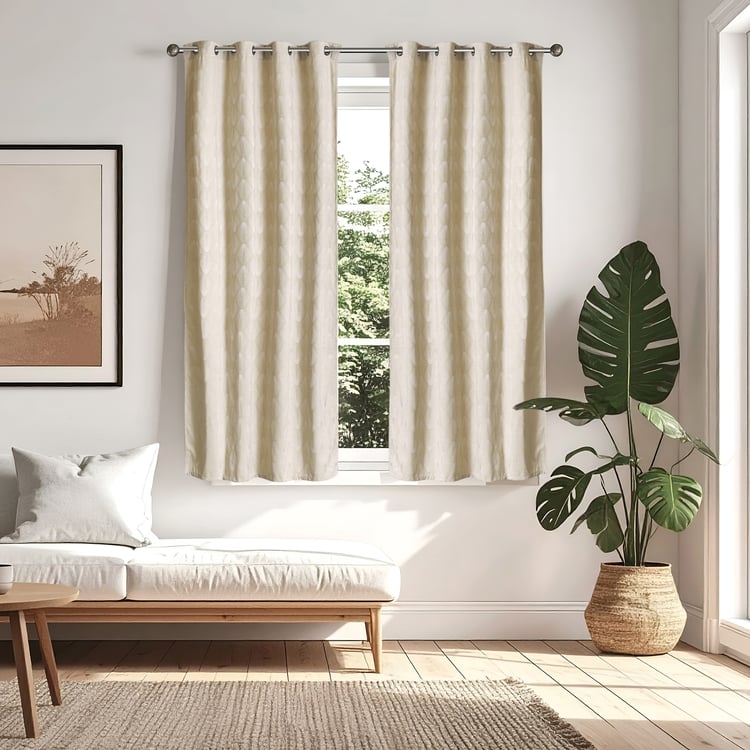 Calamus Set of 2 Jacquard Light Filtering Window Curtains - 5.2ft (160 cm)
