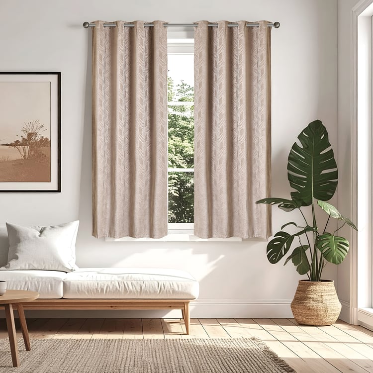 Calamus Set of 2 Jacquard Light Filtering Window Curtains - 5.2ft (160 cm)