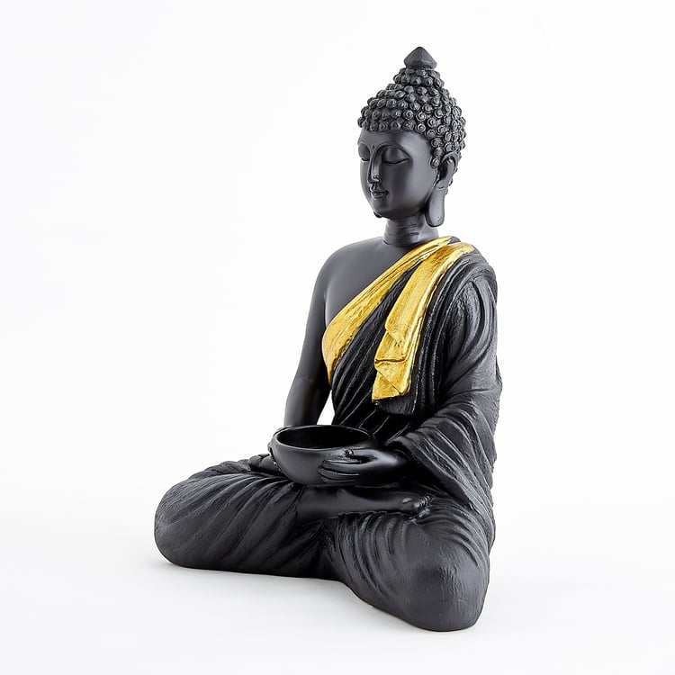 Corsica Elba Polyresin Sitting Buddha Figurine with T-Light Holder