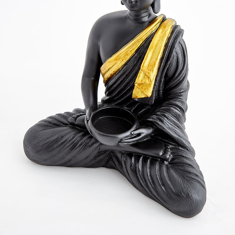 Corsica Elba Polyresin Sitting Buddha Figurine with T-Light Holder