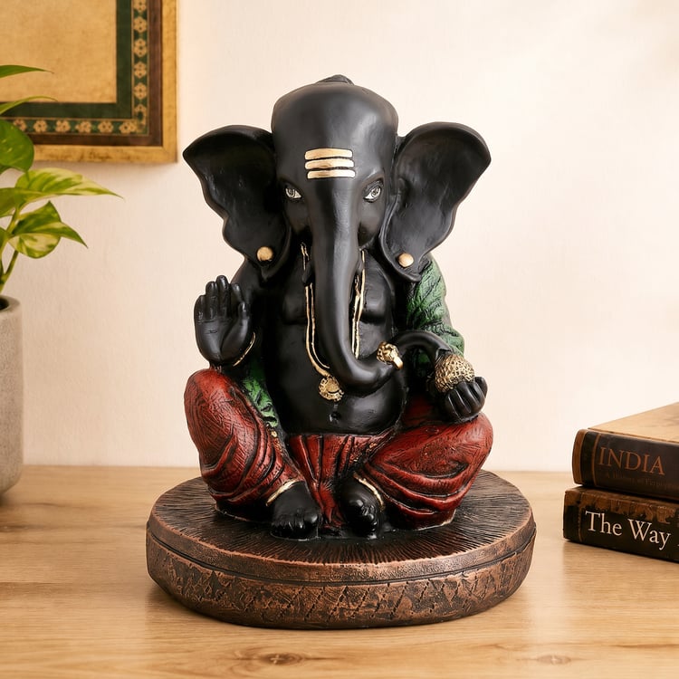 Corsica Elba Polyresin Sitting Ganesha Figurine