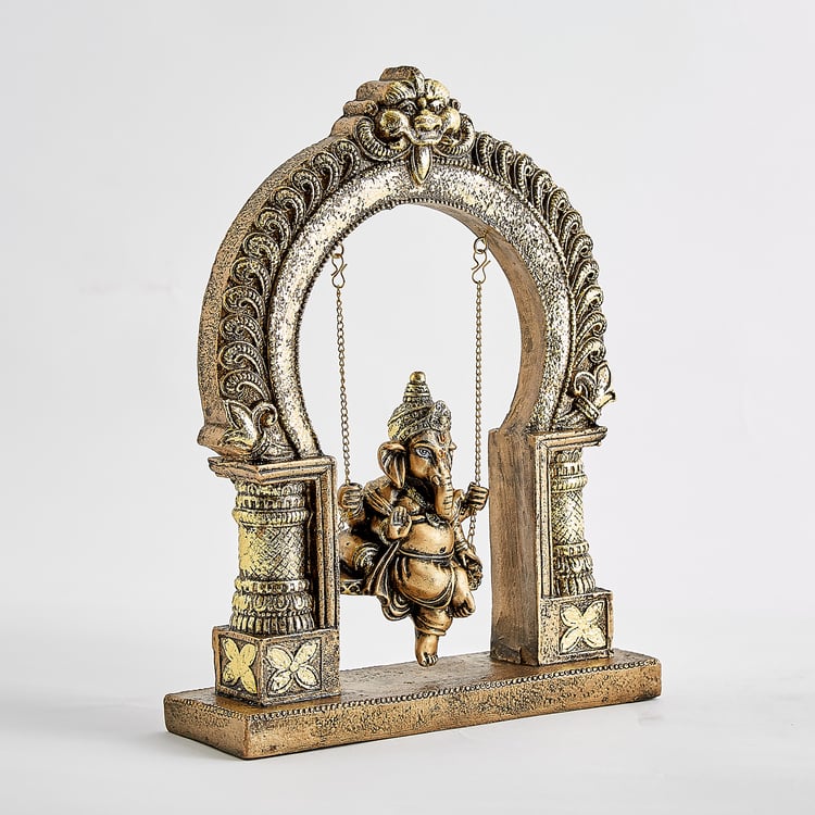 Corsica Elba Polyresin Ganesha on Swing Figurine