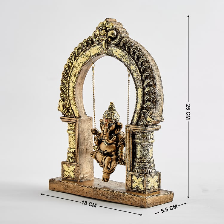 Corsica Elba Polyresin Ganesha on Swing Figurine