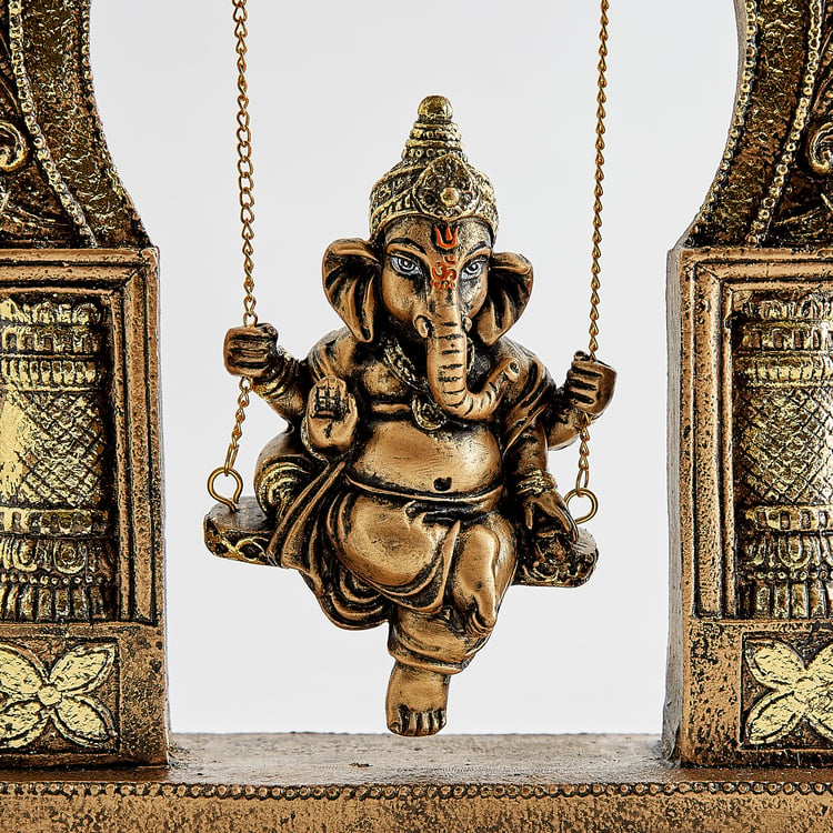 Corsica Elba Polyresin Ganesha on Swing Figurine