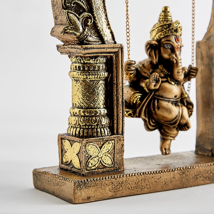 Corsica Elba Polyresin Ganesha on Swing Figurine