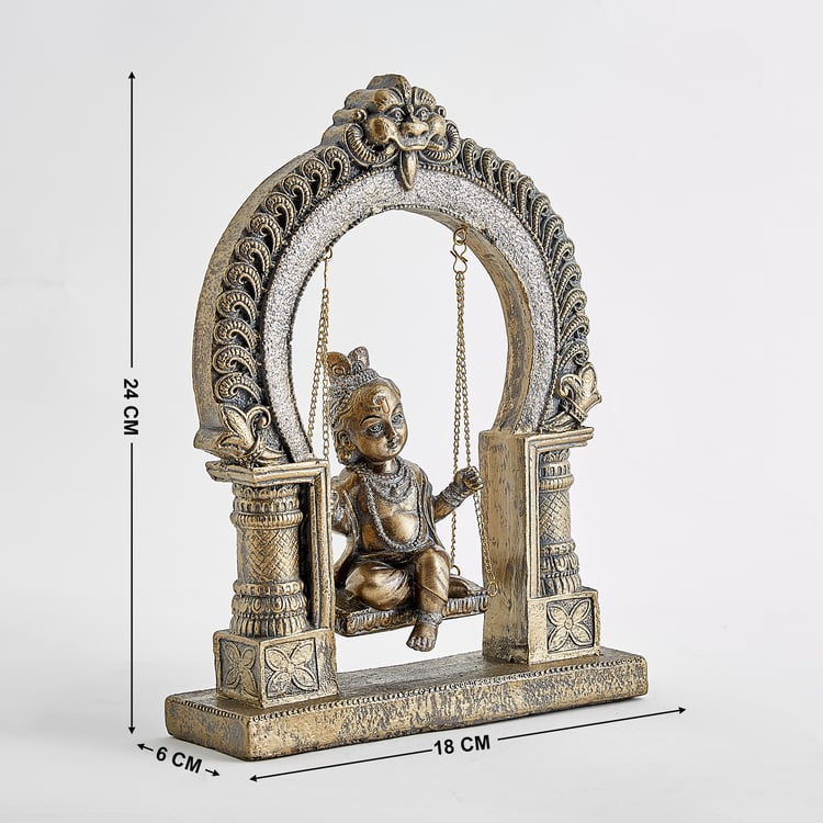 Corsica Elba Polyresin Krishna on Swing Figurine