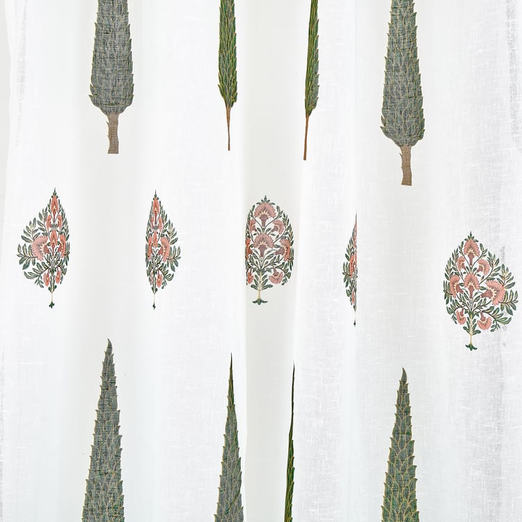 Amaira Set of 2 Printed Sheer Window Curtains - 5.2ft (160cm)