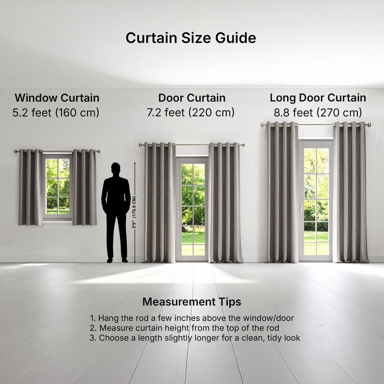 Amaira Set of 2 Printed Sheer Window Curtains - 5.2ft (160cm)
