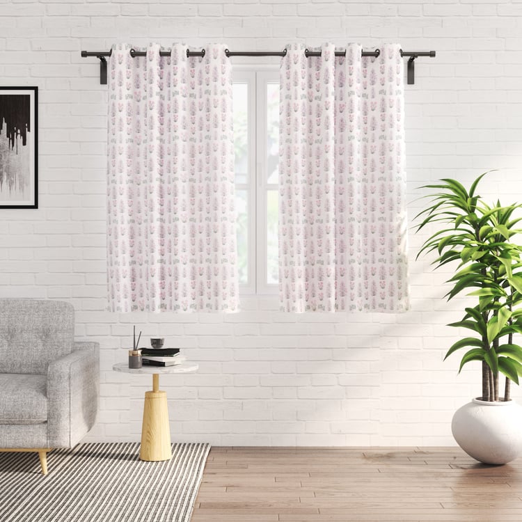 Amaira Set of 2 Printed Sheer Window Curtains - 5.2ft (160cm)