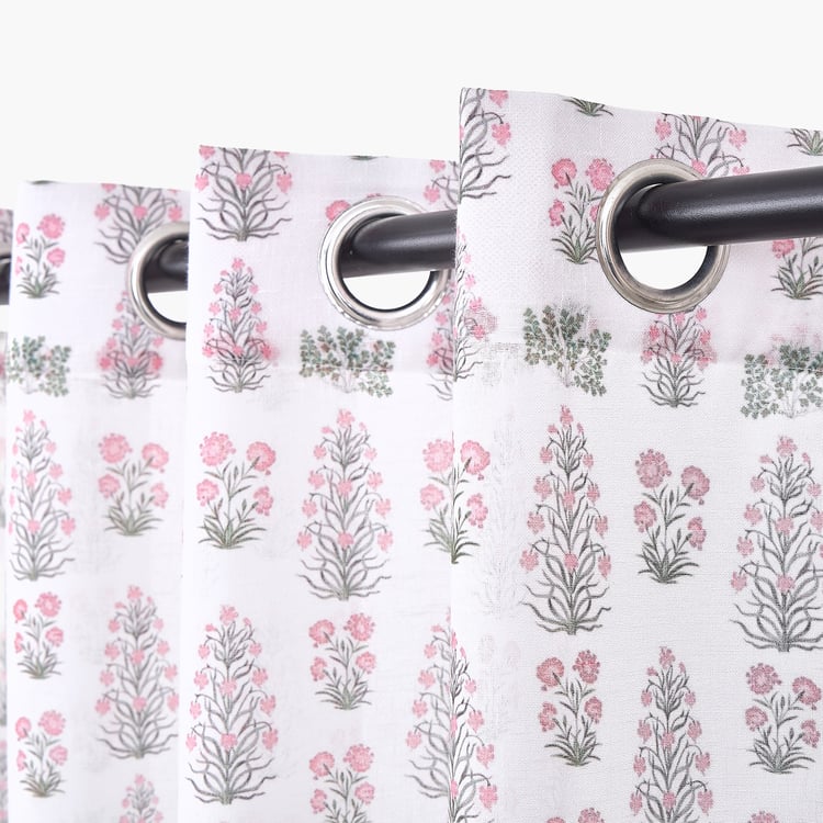 Amaira Set of 2 Printed Sheer Window Curtains - 5.2ft (160cm)