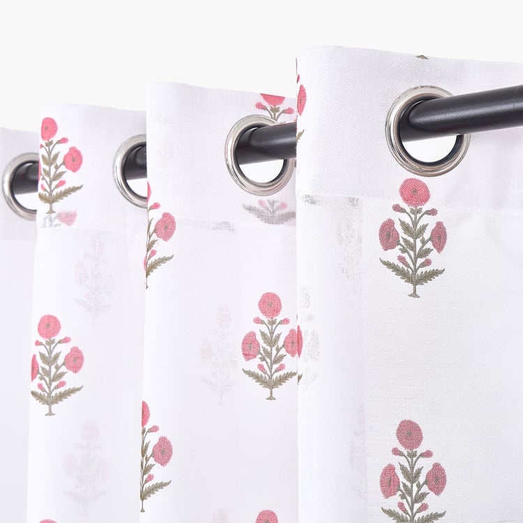 Amaira Set of 2 Printed Sheer Window Curtains - 5.2ft (160cm)