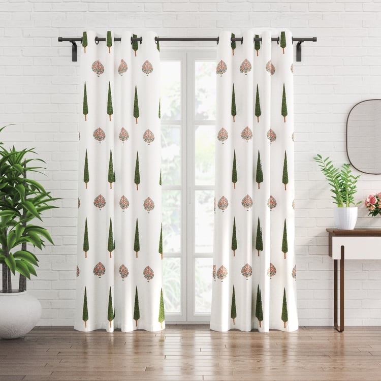 Amaira Set of 2 Printed Sheer Door Curtains - 7.3ft (225cm)
