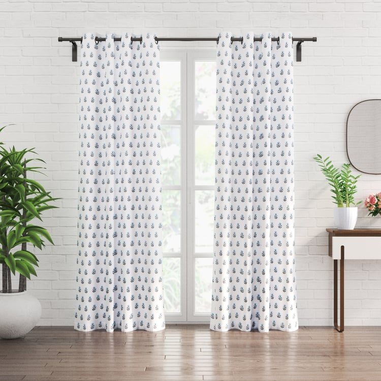 Amaira Neel Set of 2 Printed Sheer Door Curtains - 7.35ft (225cm)