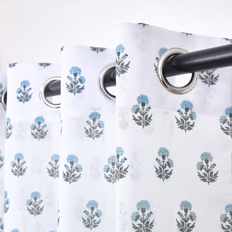 Amaira Neel Set of 2 Printed Sheer Door Curtains - 7.35ft (225cm)