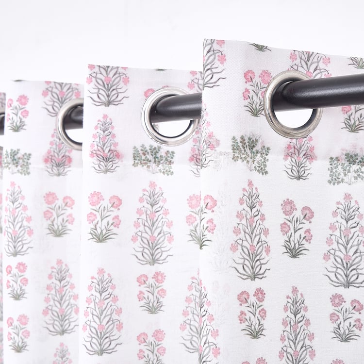 Amaira Set of 2 Printed Sheer Door Curtains - 7.3ft (225cm)