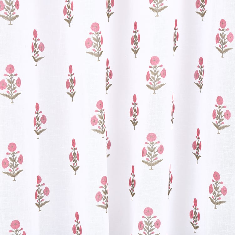 Amaira Set of 2 Floral Print Sheer Door Curtains - 7.3ft (225cm)