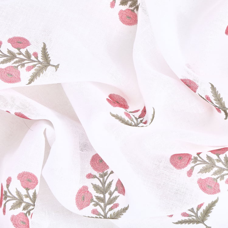 Amaira Set of 2 Floral Print Sheer Door Curtains - 7.3ft (225cm)