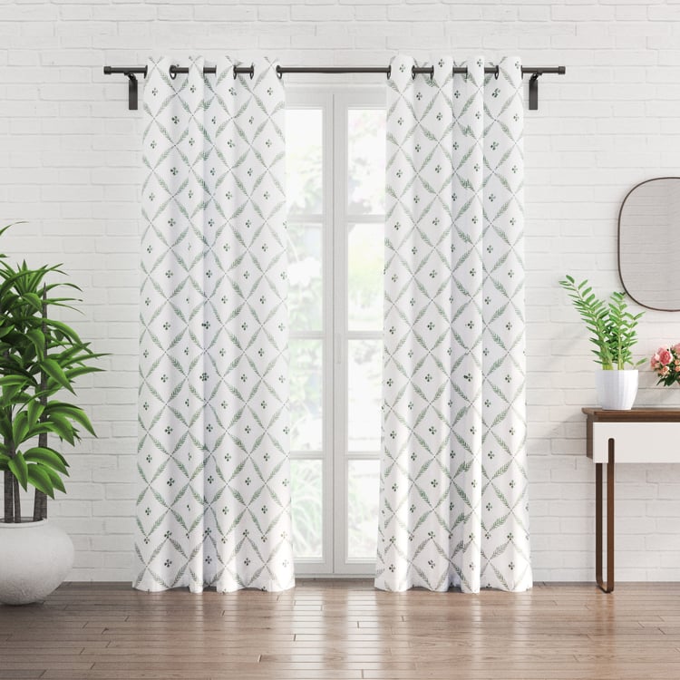 Amaira Set of 2 Floral Print Sheer Door Curtains - 8.8ft (270cm)