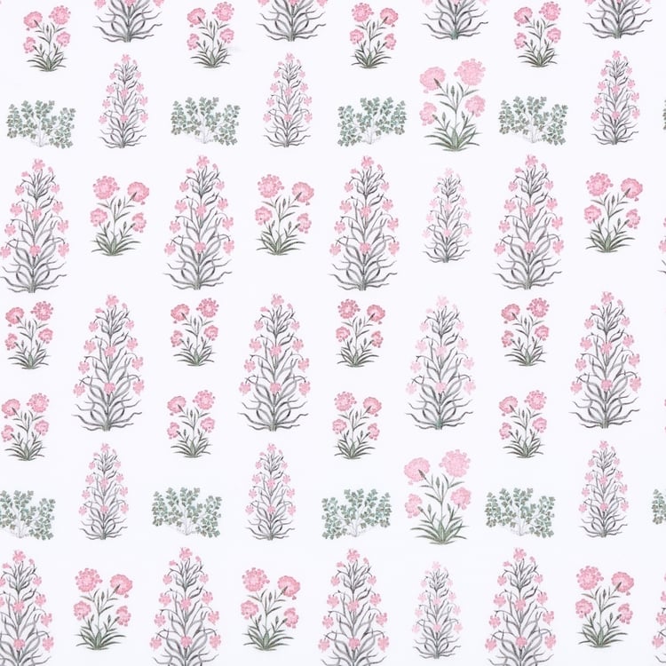 Amaira Set of 2 Floral Printed Sheer Door Curtains - 8.8ft (270cm)