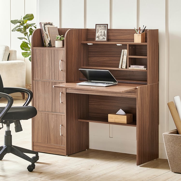 Helios Alton NXT Study Desk with Hutch - Walnut