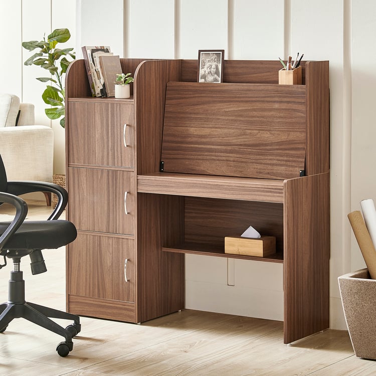 Helios Alton NXT Study Desk with Hutch - Walnut