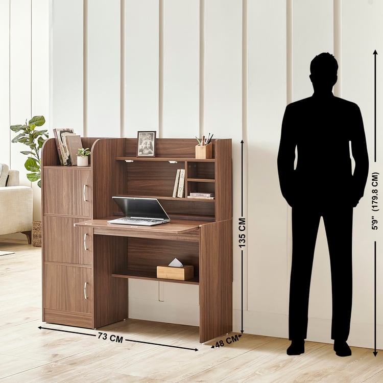 Helios Alton NXT Study Desk with Hutch - Walnut