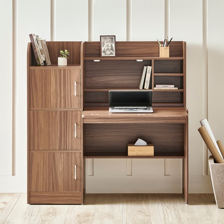 Helios Alton NXT Study Desk with Hutch - Walnut
