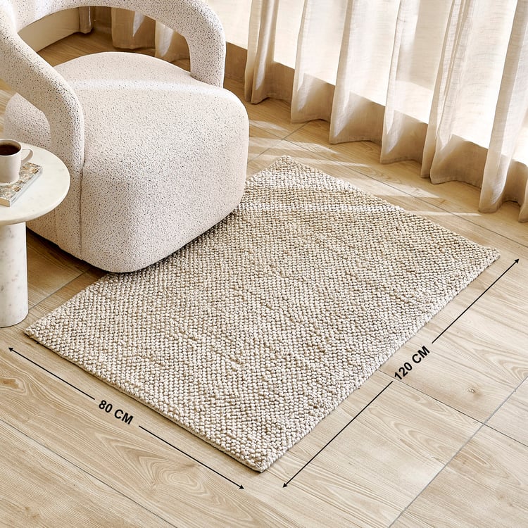 Pebble Wool Handwoven Dhurrie - 120x80cm