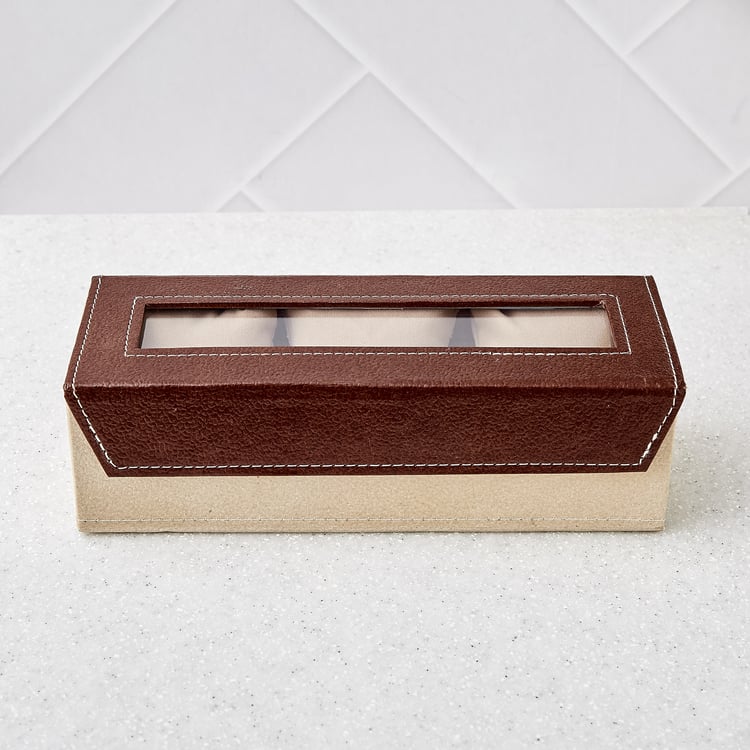 Orion Detroit Faux Leather 3-Compartment Watch Box