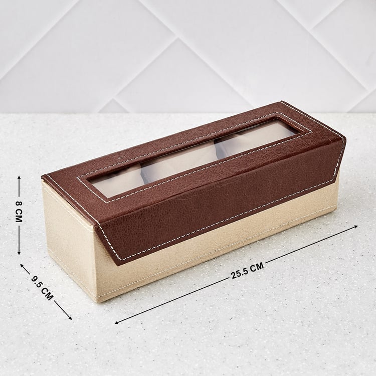 Orion Detroit Faux Leather 3-Compartment Watch Box