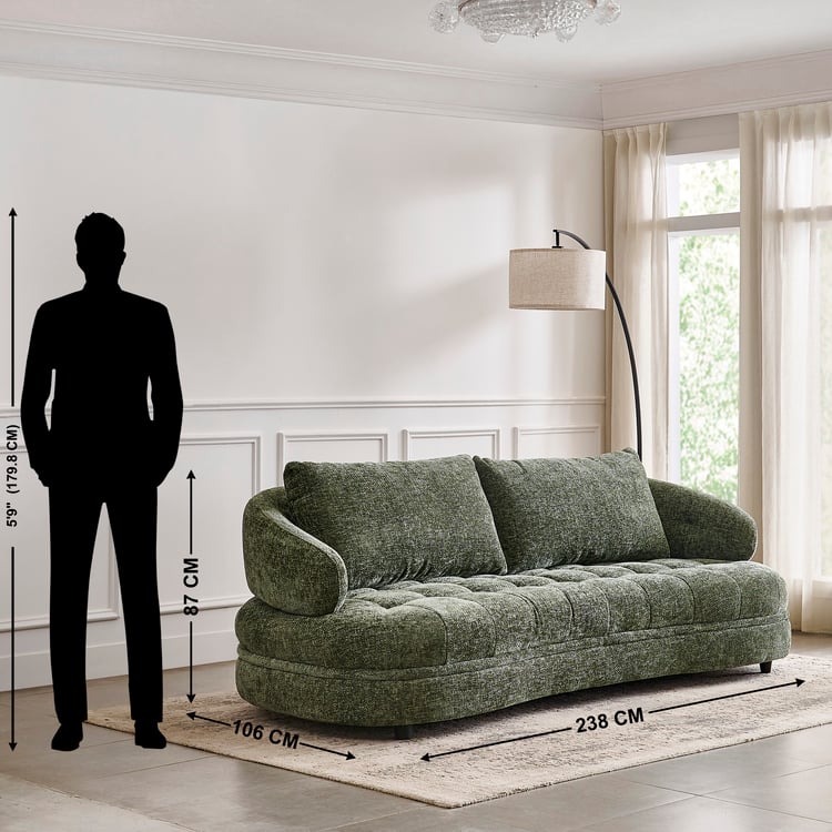 Alexa Fabric 3-Seater Sofa - Green
