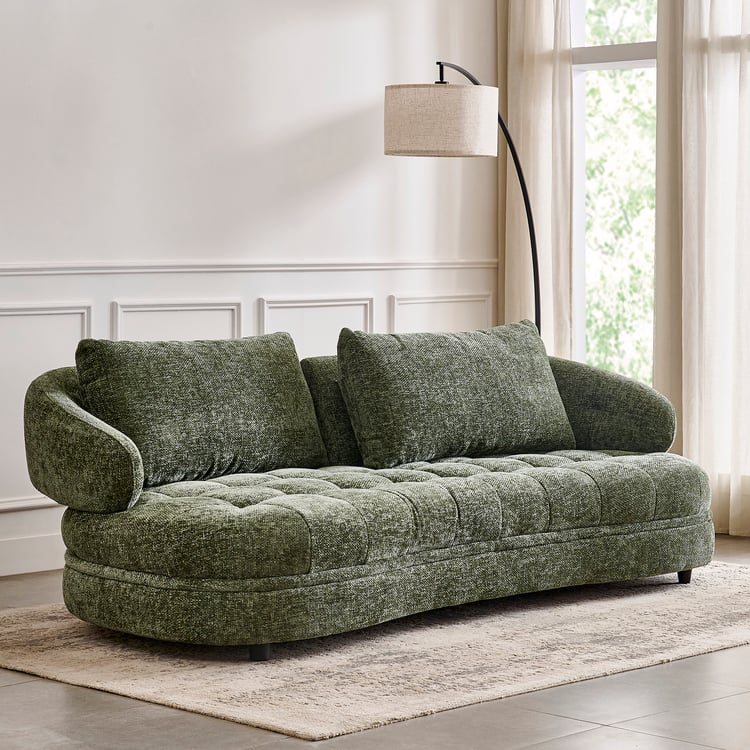 Alexa Fabric 3-Seater Sofa - Green