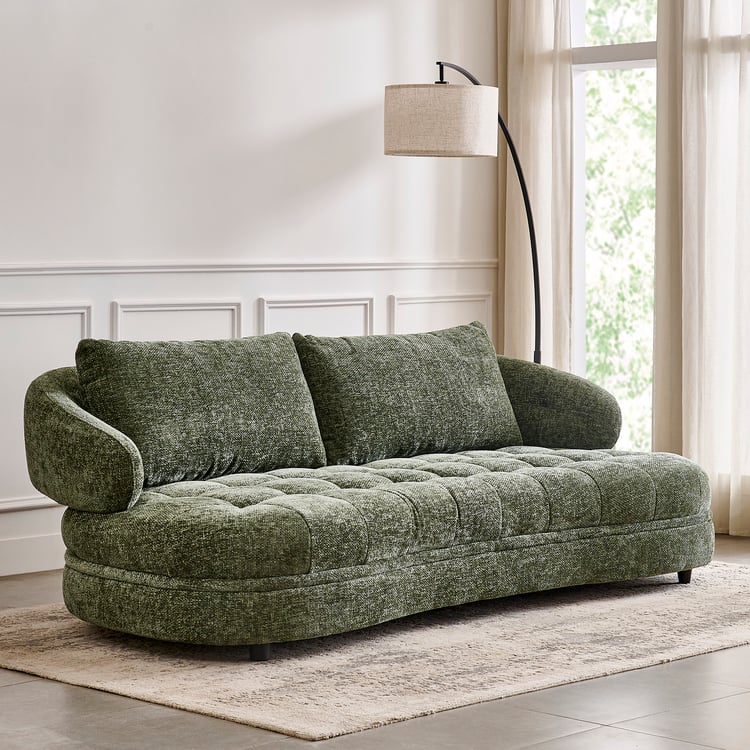 Alexa Fabric 3-Seater Sofa - Green