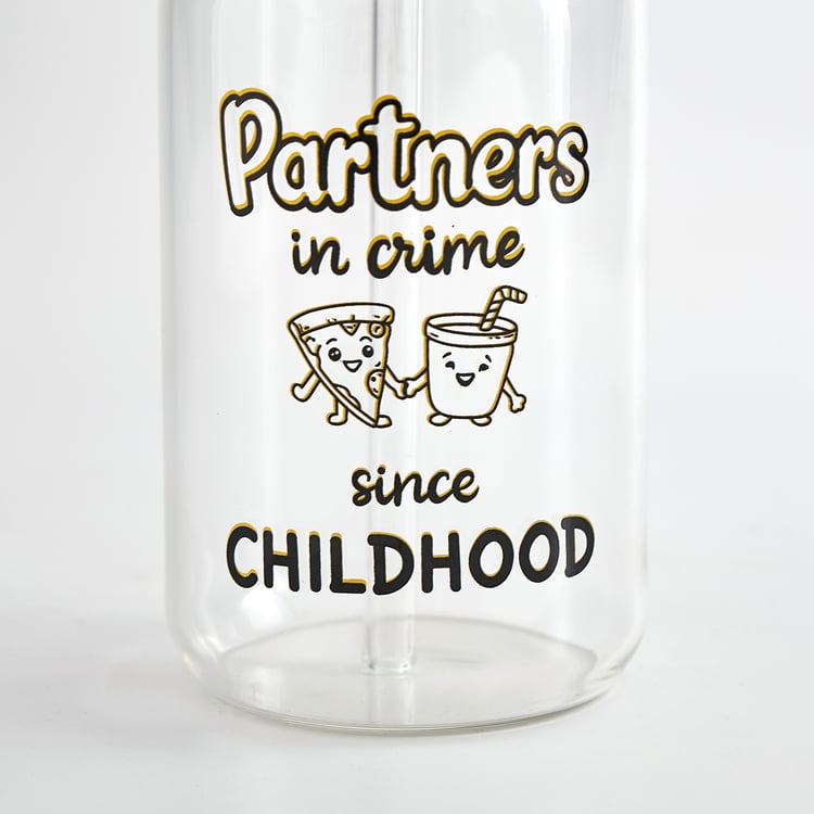 Infinity Rakhi Set of 2 Borosilicate Glass Tumblers with Straws and Lid - 350ml