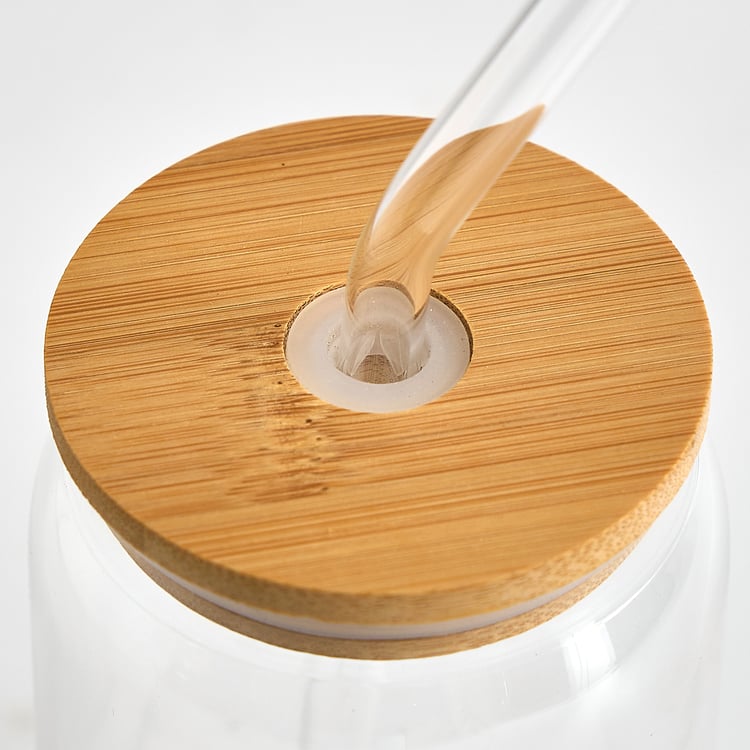 Infinity Rakhi Set of 2 Borosilicate Glass Tumblers with Straws and Lid - 350ml