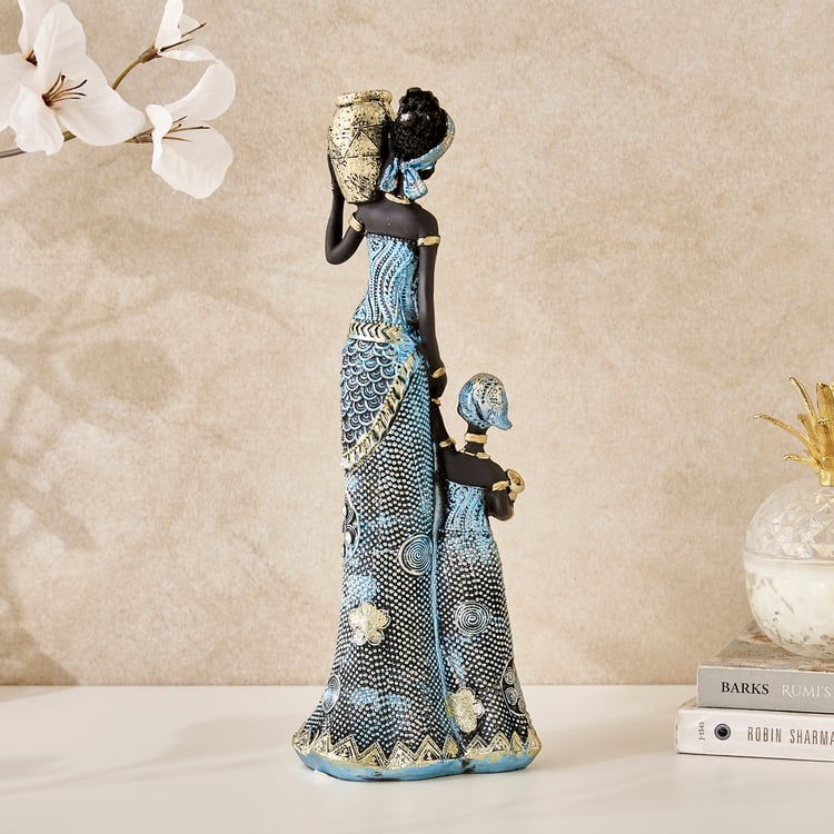Corsica Jaguar Polyresin Standing African Lady and Child Figurine