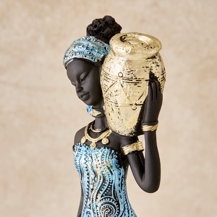 Corsica Jaguar Polyresin Standing African Lady and Child Figurine