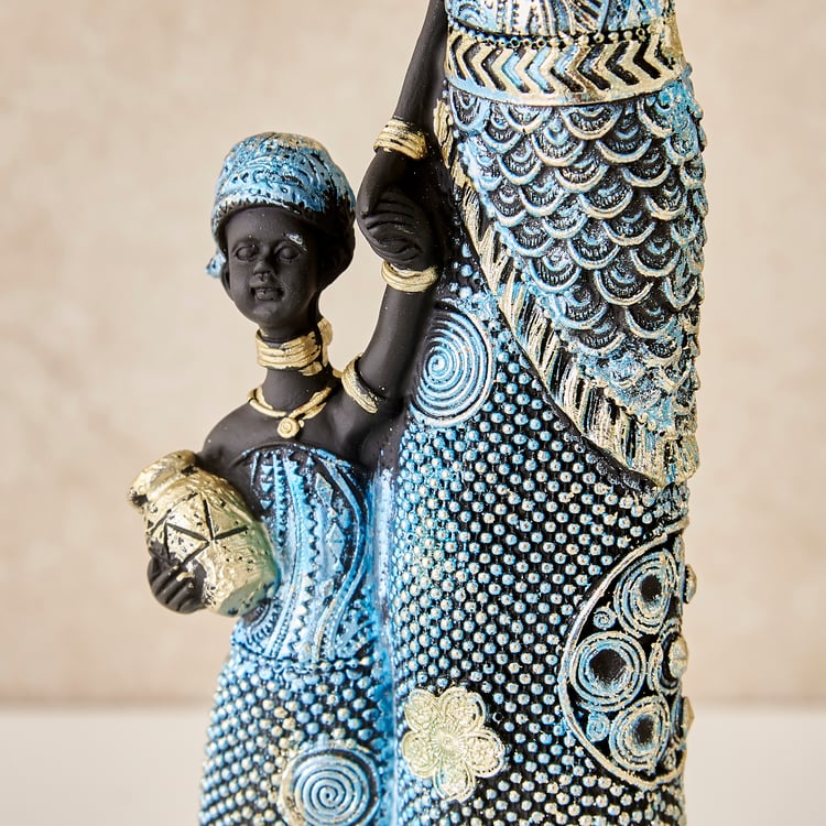 Corsica Jaguar Polyresin Standing African Lady and Child Figurine