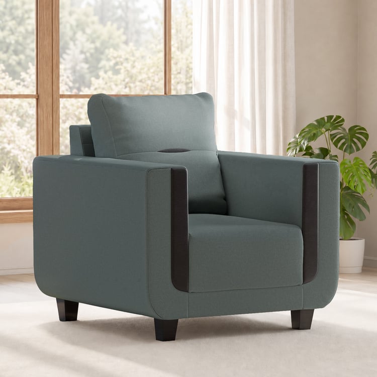 Berry Velvet 1-Seater Sofa - Grey