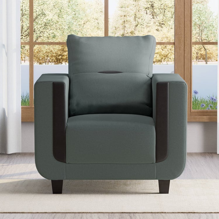 Berry Velvet 1-Seater Sofa - Grey