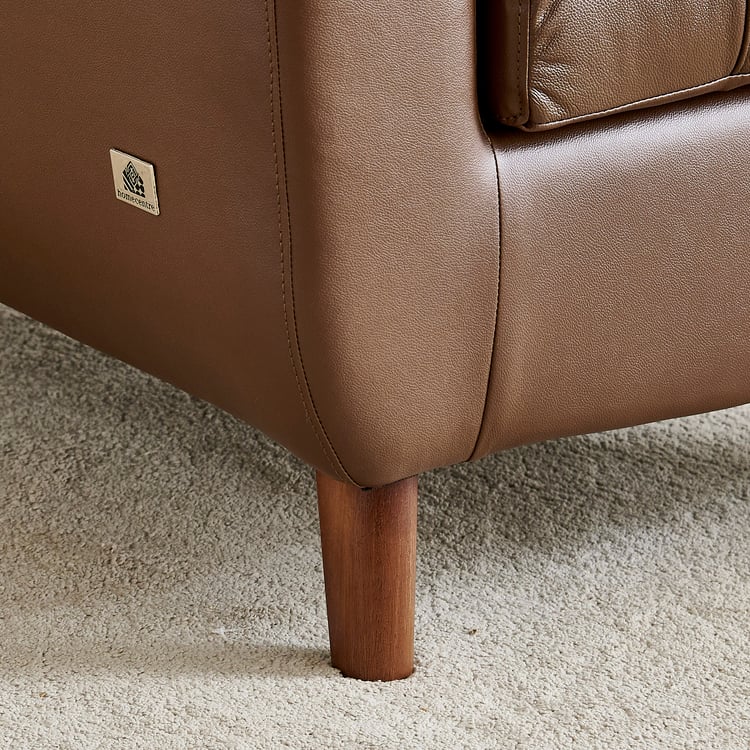 Terry Half Leather 1-Seater Sofa - Brown