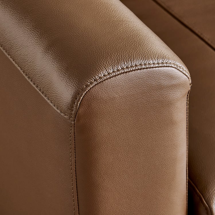 Terry Half Leather 1-Seater Sofa - Brown
