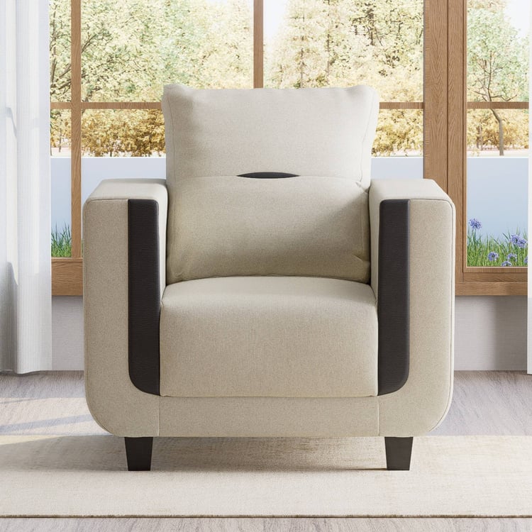 Berry Fabric 1-Seater Sofa - Brown