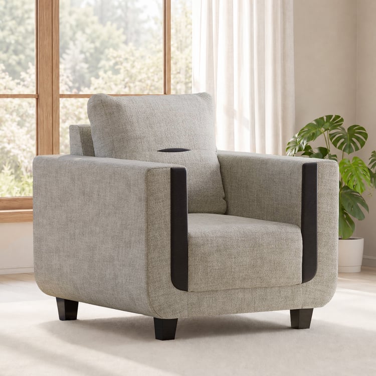 Berry Fabric 1-Seater Sofa - Brown