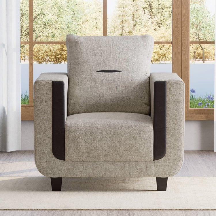 Berry Fabric 1-Seater Sofa - Brown