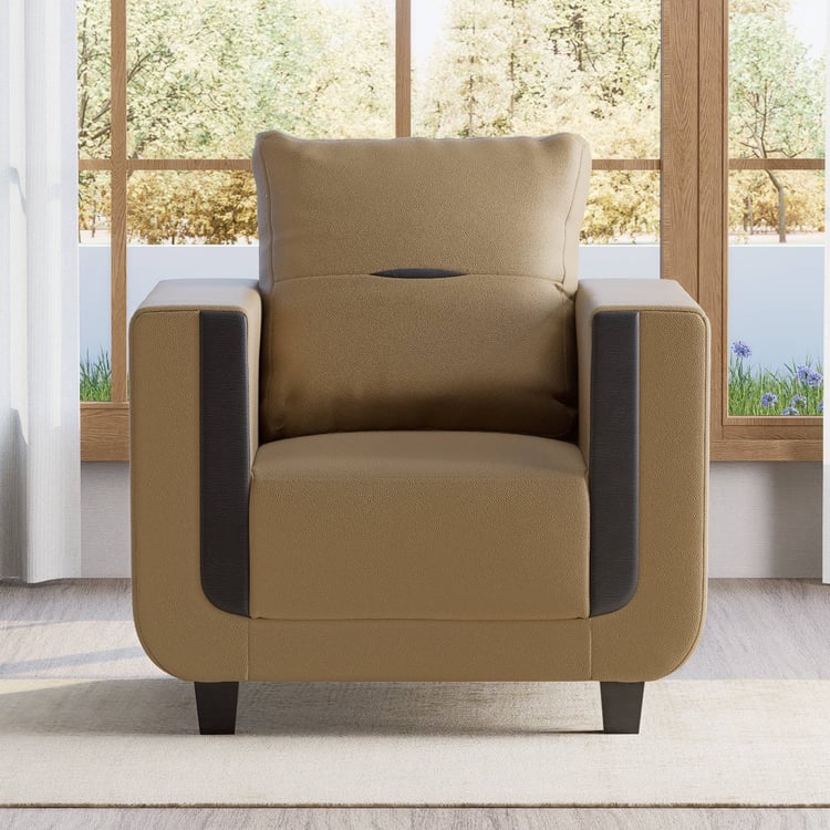 Berry Faux Leather 1-Seater Sofa - Tan