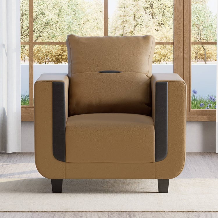 Berry Half Leather 1-Seater Sofa - Tan