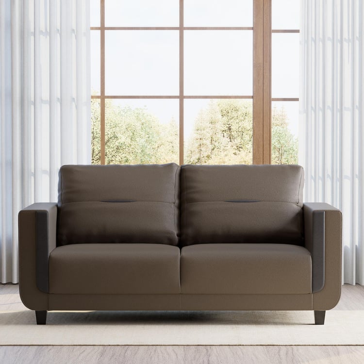 Berry Faux Leather 3-Seater Sofa - Brown