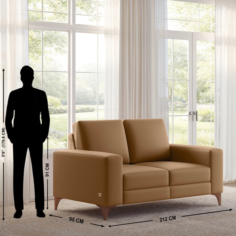 Quebec Half Leather 2-Seater Sofa - Tan