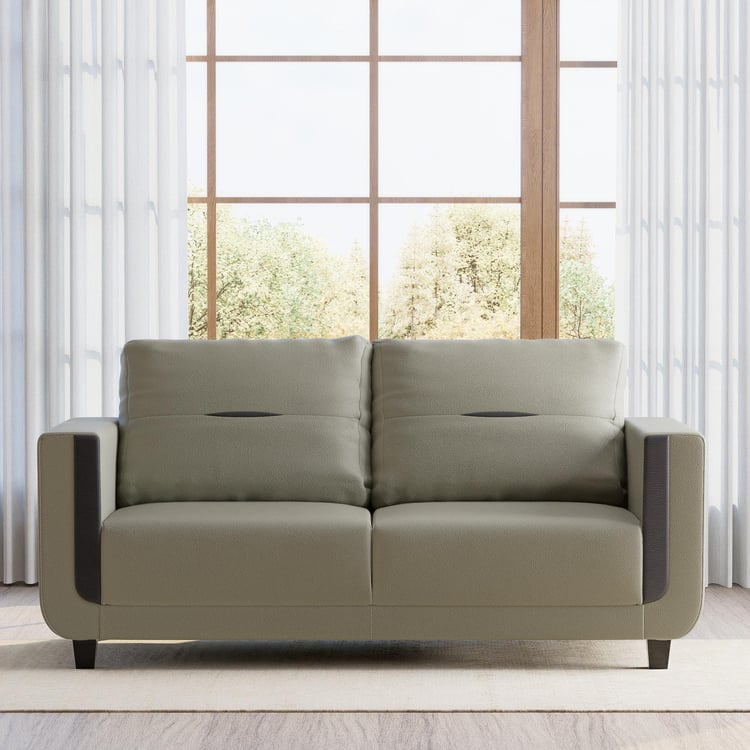 Berry Half Leather 3-Seater Sofa - Grey
